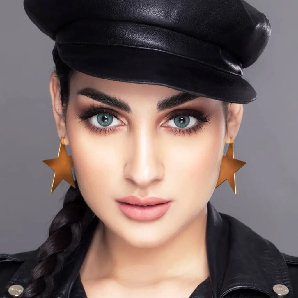 Mylense Light Blue colored contact lenses worn