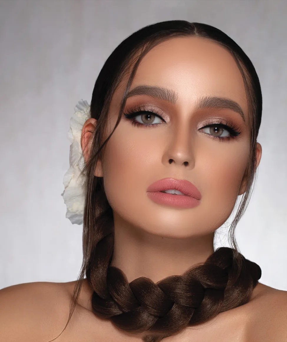 Model wearing MyLense Capri colored contact lenses